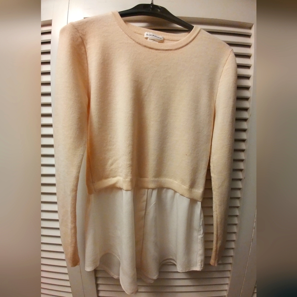 Club Monaco Cream and White Layered Knit Sweater